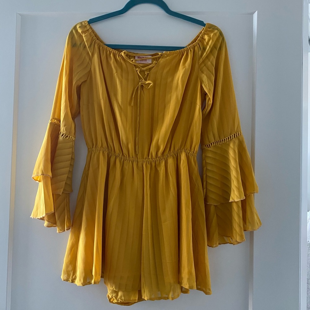 Yellow Off the Shoulder Romper